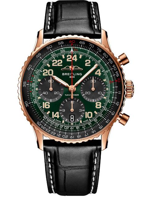 Replica Breitling Navitimer B12 Chronograph 41 Cosmonaute Red Gold RB12302A1L1P1 Watch